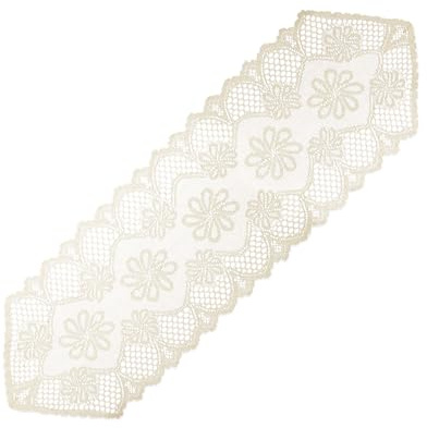 QUARKZMAN Centrotavola In Pizzo, 47 X 14 Pollici Centrotavola All'Uncinetto, Copridresser Vintage In Pizzo Per Decorazioni Di Matrimoni Feste Camere Da Letto Mobili, Beige-WX-525