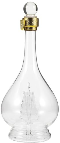 Ipetboom Decantador de Licor de Vidrio Soplado Artesanal 500 Ml Botella de Vino Creativa Forma de Barco Transparente para Bar y Hogar, Decantador Decorativo para Whisky y Cócteles