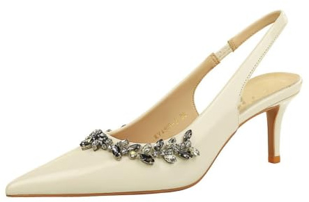 Femmes scintillantes talons hauts 6.5cm pointé orteil Stiletto pompes | Sandales à la cheville, à l'arrière creux, chaussures de prom dressing party