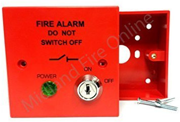 Fire Alarm Spur 230V Mains Isolator Key Switch Fused to BS5839 - Red - by Midland Fire On-Line