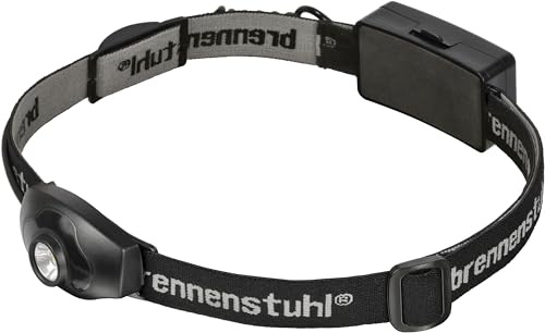 Brennenstuhl LED Kopflampe LuxPremium inkl. Batterien, 100lm | Leichte CREE LED Stirnlampe mit hellem Frontlicht, ideal zum Joggen, IP44, 60m Leuchtweite, Neigungswinkel einstellbar