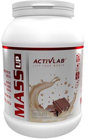 Activlab Mass Up Gainer – Chocolat 2kg, 20 Portions, Concentré de Protéines de Lactosérum et Glucides Complexes, Mass Gainer Musculation, Prise de Masse Musculaire