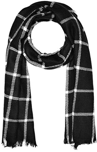 Autiga großer Damen Strickschal kariert Karo XXL Wollschal Oversized Winterschal Deckenschal quadratisch schwarz