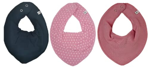 Pippi Halstuch 3er Pack Baby Dreieckstücher Halstücher (Dots Rosa Blau)
