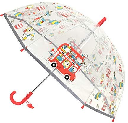 SMARTBULLE Parapluie Enfant Transparent Cloche - Bordure fluorescente : Diamètre=71cm ; ouverture manuel ; Parapluie Fille et Garçon ; Motif : ANIMAUX