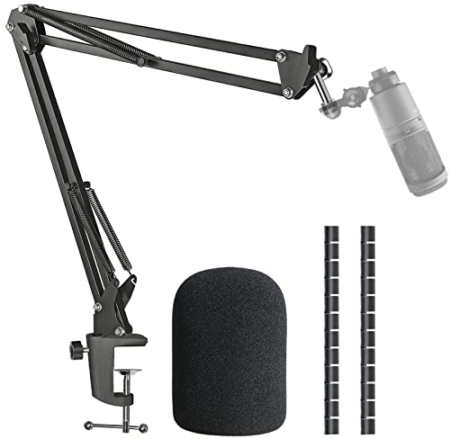 SUNMON AT2020 Bras de perche pour micro avec filtre anti-pop, compatible avec Audio-Technica AT2020, Audio-Technica AT2020V Microphone USB avec manchon de câble