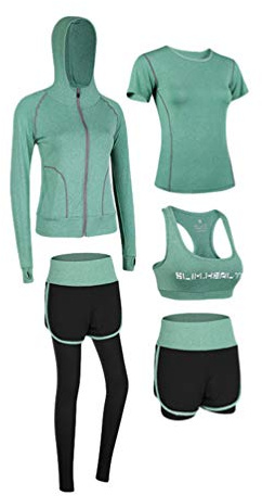 LucaSng Damer träningskläder träningsoverall set sportdräktsset snabbtorkande löpning jogging fitness workout löparkläder set om 5 kvinnor yogakläder sportkläder set