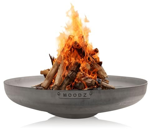 MOODZ Brasero en Acier Inoxydable pour Le Jardin - Tonneau à Feu d'Extérieur pour Outdoor Living (Ø60 cm RVS)