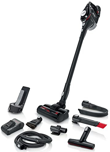 Bosch Aspiradora inalámbrica Unlimited Gen2 Serie 8 BSS825CARP, sin Bolsa, hasta 45 Minutos de autonomía, batería Intercambiable, Cargador rápido, Manguera de extensión Flexible, Boquilla para