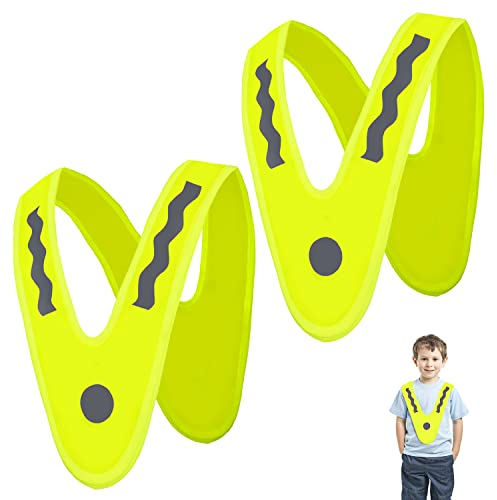 Aohcae 2 Stück Warnweste Kinder, Sicherheitsweste, Leuchtweste Reflektorweste, Reflektierende Weste Warnkragen, Fahrradweste Kinder für Jungen Mädchen Nächtliche Outdoor