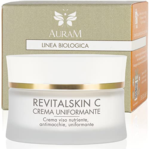 AURAM Crema Viso Antirughe Acido Ialuronico Donna e Uomo - REVITALSKIN C Bio, Idratante, Antimacchia, Antiage Giorno e Notte con Vitamina C E - Made in Italy