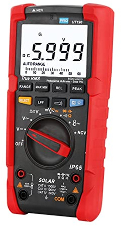 DEWIN Photovoltaik-Multimeter, Photovoltaik-Digitalmultimeter, True RMS 1500 V AC DC-Spannungswiderstands-Frequenztester