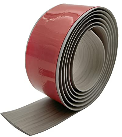 KtbeYTi 2 m övergångslist, självhäftande vinyl, golv, täcklist, övergångslist, golvprofil för limning, för kakel, laminat och parkett (5 cm, grå träådring)