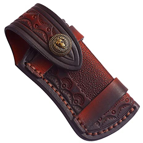 Messertasche für Gürtel, Messer Gürteltasche Leder für 9-11,5 cm Messer, Messer Etui Leder Taschenmesser Messerscheide Handgemachtes Geschenk für Klappmesser (ohne Messer)