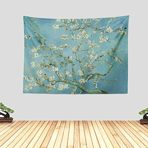 Chitteri Vincent van gogh - Tapiz colgante de flores de almendro de 152 x 114 cm, poliéster para decoración del hogar