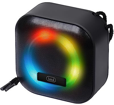 Trevi XR 8A12 Altoparlante Amplificato Portatile 3W con Bluetooth e Batteria Integrata, Resistente all'Acqua IPX4, Nero