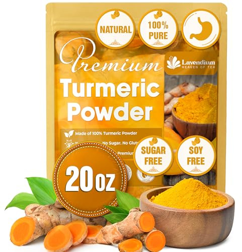 20oz (1.25 lbs) Turmeric Powder, 100% Natural & Pure, Ground, Seasoning Root Powder, No Additives, No Gluten, Vegan.