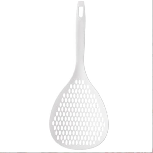 Grande colino scolapasta, schiumarola, cucchiaio scanalato, paletta in materiale termoplastico, utensili da cucina per cucina, cottura al forno, resistente al calore (bianco)
