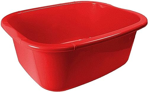 OptiProducts® 11L Liter Plastic Washing Bowl Rectangular Multi-Purpose Basin Mixing Pot Sink Tidy Organizers (Red)