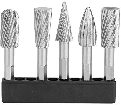 Rotationsfeilen-Frässtift, 5 Stück Hochgeschwindigkeitsstahl-Rotationsfräser mit Sechskantschaft Zum Schnitzen, Formen für die Entfernung von Aluminium- und Eisenmaterial