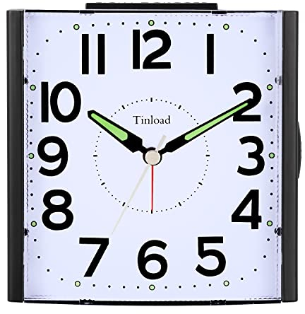 Tinload Analog Seniorenwecker mit Nachtlicht, 4.7 Zoll großes Zifferblatt, Tischuhr mit Schlummerfunktion, laut, ansteigendem 3-stufigem Glockenton, Batteriebetrieben