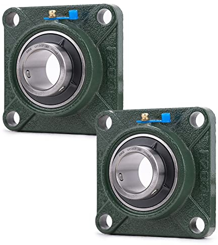 XiKe 2 pezzi UCF207 foro 35mm Cuscinetti a blocco cuscinetto con flangia quadrata, Guscio integrale in ghisa e cuscinetti autoallineanti in acciaio al cromo.