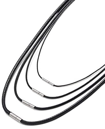 Inscca Kunstleder Halskette für Anhänger 2 mm Schwarz Kette Herren Kurz 45cm Damen Choker mit Edelstahl Verschluss Lederkette Lederband Edelstahlkette Ketten für Herren