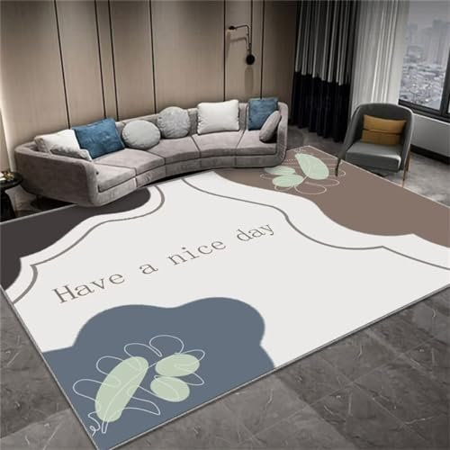 RUGMRZ Kinderzimmer Teppiche Flickenteppich Waschbar Farbe Blume grünes Blatt Muster Schlafzimmer Teppich feuchtigkeitsbeständig Teppischsclafzimmer 140X200CM