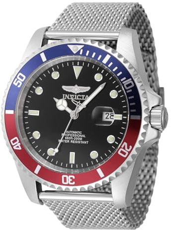 Invicta Pro Diver 47965 Herren Uhr - Wasserdicht - Analog - Automatikuhr - Edelstahl mit schwarzen zifferblat - 47mm