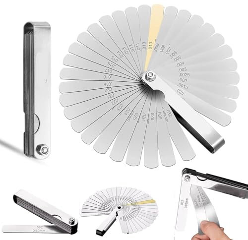 Spessimetro a Lamelle Valvole di Precisione 32 Lame di Spessimetro in Acciaio Inossidabile, Strumento di Misura Unità Metrico e Imperiale Spessimetro Professionale 0.04-0.88mm