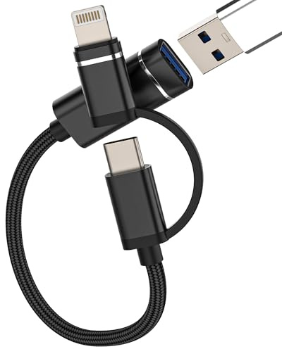 Adapter USB C Lightning Stecker auf OTG (2 in 1) USB 3.0 Buchse für iPhone 16 15 14 Pro Max für iPad Kabel Typ C USB A Tastatur Anschluss Kamera Stick kompatibel mit Samsung S24 Adapter