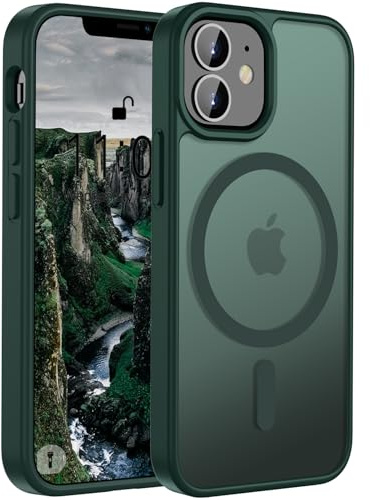 ORDA Magnetic Case for iPhone 11 Case Compatible with MagSafe, for iphone 11 phone case Translucent Matte Back Slim Shockproof Phone Cover phone case for iphone 11 6.1-Inch Dark Green