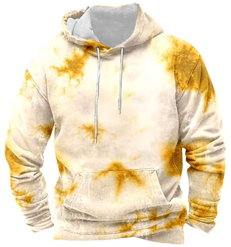 SRZYMJ Male Kapuzenpullover Einfarbig Kapuzenpullover T Shirt Herren V Ausschnitt Lang Thermo Herrenunterwäsche Reitjacke Schlafanzug Paare Dirndl Bluse Damen 50 Sweatshirt Gelb XL