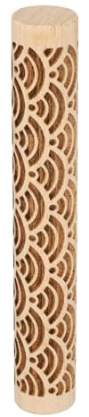 QUARKZMAN Holz Tonroller 4 Wasserwellenmuster Nudelhölzer Holzwalzen | Töpferwerkzeuge, Holzmaserung Texturwalzen, Für Ton Backen Teig Kneten DIY