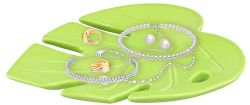 Keramik Schmuckschale Schmuck Tablett, Blatt Schmucktablett, Schlüssel Schale, Deko Tisch Tablett, Schmuckteller, Schmuckablage, Ringschale, Geschenk für Mädchen Frauen, Schminktisch Tischdeko (D)