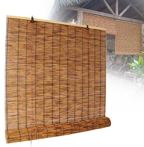 Estores de bambú Natural for Patio, 30 45 50 65 70 85 90 100 125 130 145 160 estores enrollables de caña for privacidad, Cortinas for decoración de Ventanas(160 x 140 cm)