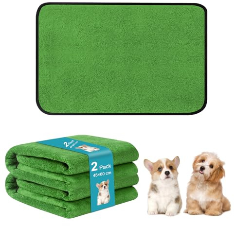 Tvättbar kissdyna, 2-pack återanvändbara träningsmattor för hundvalp, snabbabsorberande läckagesäker halkfri husdjursmatta för golv, hem, resor, bil – 60 x 45 cm/23,6 x 17,7 tum