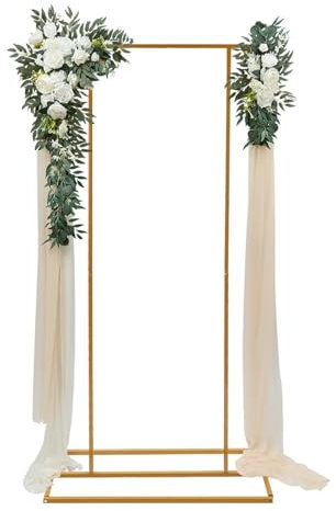 Mixtric Arche De Jardin Carrée, Support De Ballons en Métal avec Socles, Décoration pour Cérémonie, Fête, Anniversaire, Enterrement De Vie De Jeune Fille,d'or