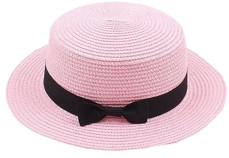 Generisch Sonnenhut Damen Faltbar, Strohhut Damen Urlaub Sonnenschutz Outdoor Sonnenhut Faltbar Elegant Strandhut Sommer Atmungsaktiv Damenhut Breiter Krempe Sommerhut Rosa