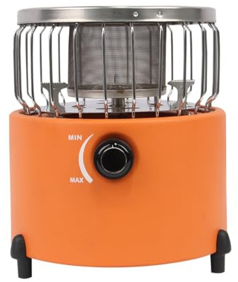 QUXVUIS Tragbarer 2 in 1 Gasheizer und Campingkocher – langlebiger Zeltheizer aus Edelstahl mit Einstellbarer Flamme und breiter Anwendung, Orange