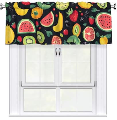 Blueberry Rideaux courts de cuisine pour fenêtres 132,1 cm de large x 45,7 cm de long, filtrant la lumière, cantonnière de café avec passe-tringle de 7,6 cm (1 panneau)