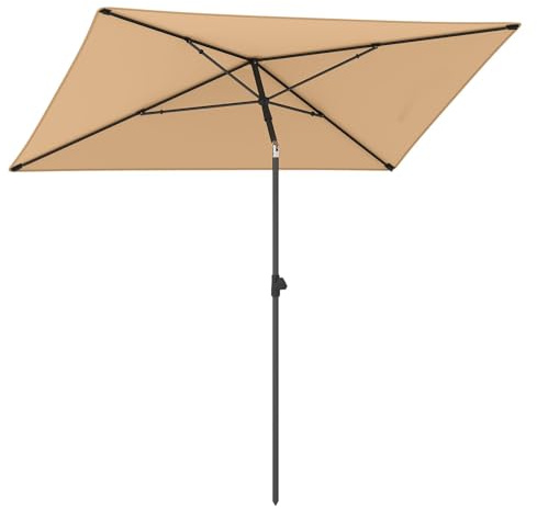 FANTASK Balkonschirm rechteckig, Gartenschirm für Balkon, Garten, Terrasse, beidseitig um 30° knickbar, 210x140 cm (Beige)