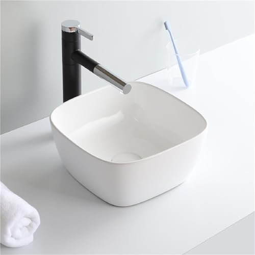 Lavandino Da Appoggio For Bagno, Piccolo Lavabo In Ceramica, Lavabo For Uso Domestico Sopra La Lavatrice Balcone(White)