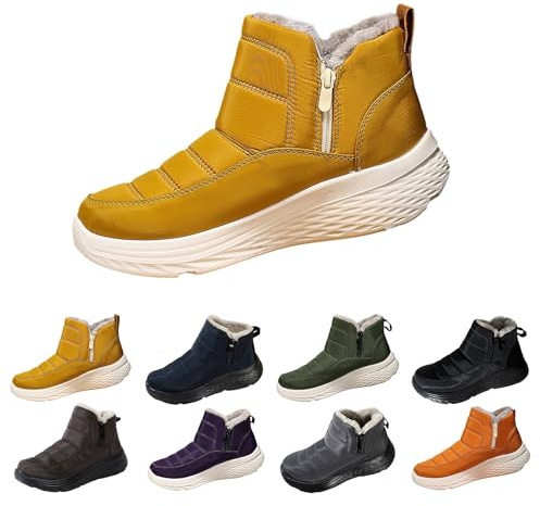 Generisch Classic Non-Slip Ankle Snow Boots Women Waterproof Winter Snow Boots for Women Non-Slip Ankle Boots Outdoor Classic Ankle Boots Short Ankle Warm Shoes, yellow, 6 UK