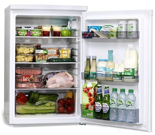 Teknix LBL130H-1 Freestanding Undercounter Larder Fridge - 55cm Width - 130 Litre Capacity - Adjustable Thermostat - 3 Glass Shelves - White