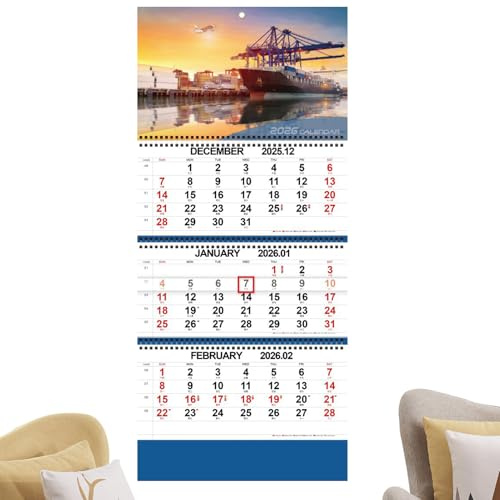 Calendario da parete 2026 trittico - Planner verticale, organizzatore di orari 30 x 40 cm, gestione efficiente del tempo | Visualizzazione di monitoraggio della data mensile per hotel, appartamento
