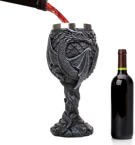 Genérico Copa del Dragón, Cáliz del Dragón - Cáliz de vino de dragones medievales de acero inoxidable,Cálices multiusos y seguros para reuniones y decoración de