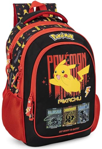 Sac à Dos Scolaire Garçon 43×33×15 cm Pour fans de Pokémon – Cartable École Primaire CP CE1 CE2 (6-10 Ans) - Ergonomique, Adaptable Trolley, Fond Renforcé