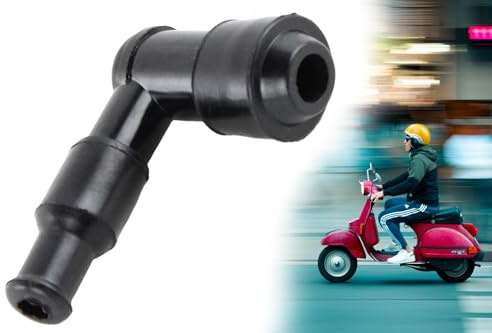 Zündkerzenstecker mit 90 Grad Winkel für 2-Takt Motoren, Widerstand 0 KOhm, für Zündkerzen Ø 14mm mit M4 Anschlussgewinde
