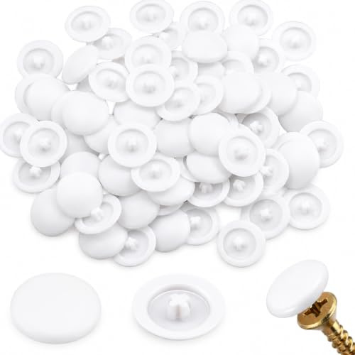 Qabonl 100pcs 17mm Snap In Screw Cap Covers | Durable Plastic Protective Caps, Cream White, 3mm Thickness